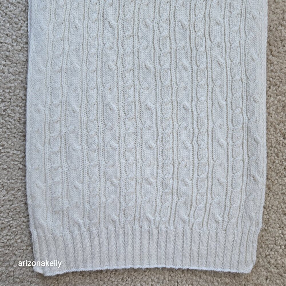 Wool or Wool Blend Cable Knit Ivory Scarf - Picture 2 of 15